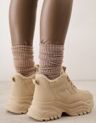 vices Adidași Streetwear Bej închis Chunky în Stil de Bocanci cu Platformă Leate