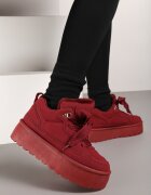 vices Adidași Visinii stilizați ca cizme de iarnă cu platformă cu blană artificială Naleris