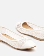 vices Balerini Albi din Dantelă cu Fundă Decorativă Desanelis