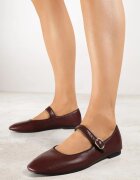 vices Balerini Bordeaux cu branț din piele naturală decorate cu baretă Patantie