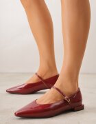 vices Balerini Bordeaux Mary Jane cu Toc Geometric și Brant din Piele Vermene