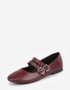 vices Balerini Bordo în stil rock cu curele și catarame Kikirae
