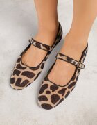 vices Balerini cu imprimeu de leopard cu branț din piele naturală și cu baretă Nalisare
