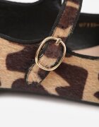 vices Balerini cu imprimeu de leopard cu branț din piele naturală și cu baretă Nalisare