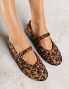 vices Balerini Leopard în stil Mary Jane cu ținte și cu branț din piele Riladora