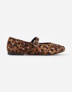 vices Balerini Leopard în stil Mary Jane cu ținte și cu branț din piele Riladora