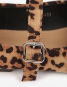 vices Balerini Maro cu talpă plată stil Mary Jane Decorați cu imprimeu leopard și vârf pătrat Treloma