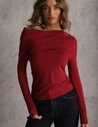 vices Bluză bordo Longsleeve cu Decolteu Asimetric Fertie