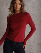 vices Bluză bordo Longsleeve cu Decolteu Asimetric Fertie