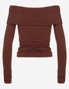 vices Bluză Brună Încrețită Spanolă cu Decolteu Răsfrânt Termola