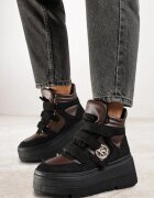 vices Botine adidași Negru-Maro pe platformă în stil Y2K Gelira