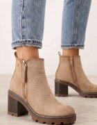 vices Botine Bej cu toc gros Boho cu fermoar Kodra