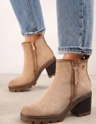 vices Botine Bej cu toc gros Boho cu fermoar Kodra