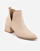 vices Botine Bej cu toc gros cu decupaj și ornament metalic Lorethra