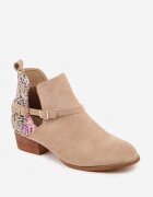 vices Botine Bej cu toc gros Decorate cu flori Selianor
