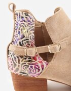 vices Botine Bej cu toc gros Decorate cu flori Selianor
