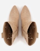 vices Botine Bej cu toc gros stil cowboy cu carâmb ajurat Rivori
