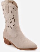 vices Botine Bej deschis cu toc gros cowboy cu carâmb ajurat Rivori