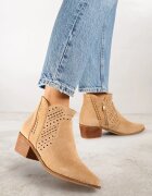 vices Botine bej închis cowboy cu toc bloc cu carâmb ajurat Selahra
