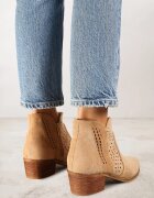 vices Botine bej închis cowboy cu toc bloc cu carâmb ajurat Selahra