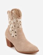 vices Botine bej închis cowboy pe toc gros cu motiv geometric Sarori