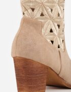 vices Botine bej închis cowboy pe toc gros cu motiv geometric Sarori