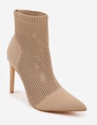 vices Botine bej închis cu toc stiletto cu carâmb tricotat elastic Dedanna