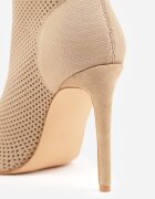 vices Botine bej închis cu toc stiletto cu carâmb tricotat elastic Dedanna