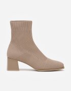 vices Botine Bej închis de gleznă din Material Elastic pe Toc Geometric Aidara