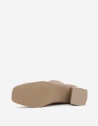 vices Botine Bej închis de gleznă din Material Elastic pe Toc Geometric Aidara