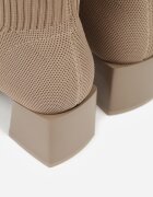 vices Botine Bej închis de gleznă din Material Elastic pe Toc Geometric Aidara