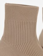 vices Botine Bej închis de gleznă din Material Elastic pe Toc Geometric Aidara
