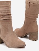 vices Botine Bej închis stil cowboy cu carâmb încrețit până la gleznă Alfzara