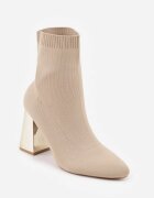vices Botine Bej închis tip șosetă cu toc gros în stil elegant Rarana