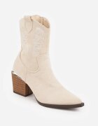 vices Botine Bej stil cowboy cu toc conic decorate cu broderie Xalfedi