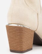 vices Botine Bej stil cowboy cu toc conic decorate cu broderie Xalfedi