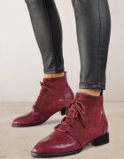 vices Botine Bordeaux cu șireturi la gleznă decorate cu imprimeu de piele de șarpe Wedvire