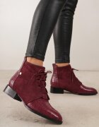 vices Botine Bordeaux cu șireturi la gleznă decorate cu imprimeu de piele de șarpe Wedvire