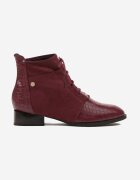 vices Botine Bordeaux cu șireturi la gleznă decorate cu imprimeu de piele de șarpe Wedvire