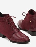 vices Botine Bordeaux cu șireturi la gleznă decorate cu imprimeu de piele de șarpe Wedvire