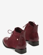 vices Botine Bordeaux cu șireturi la gleznă decorate cu imprimeu de piele de șarpe Wedvire