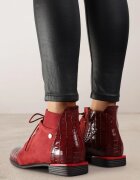 vices Botine bordeaux lăcuite ornamentate cu imprimeu în relief Uzvila