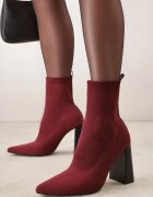 vices Botine Bordeaux pe toc geometric cu carâmb tip șosetă Falunelle