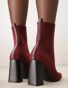 vices Botine Bordeaux pe toc geometric cu carâmb tip șosetă Falunelle