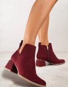 vices Botine Bordo cu toc gros cu decupaj și ornament metalic Lorethra