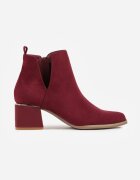 vices Botine Bordo cu toc gros cu decupaj și ornament metalic Lorethra