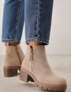 vices Botine Chelsea Bej cu toc gros Finisate cu fermoar decorativ Terillda