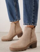 vices Botine Chelsea Bej cu toc gros Finisate cu fermoar decorativ Terillda