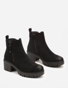 vices Botine Chelsea Negre cu toc gros cu fermoar decorativ Terillda
