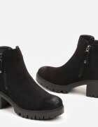 vices Botine Chelsea Negre cu toc gros cu fermoar decorativ Terillda